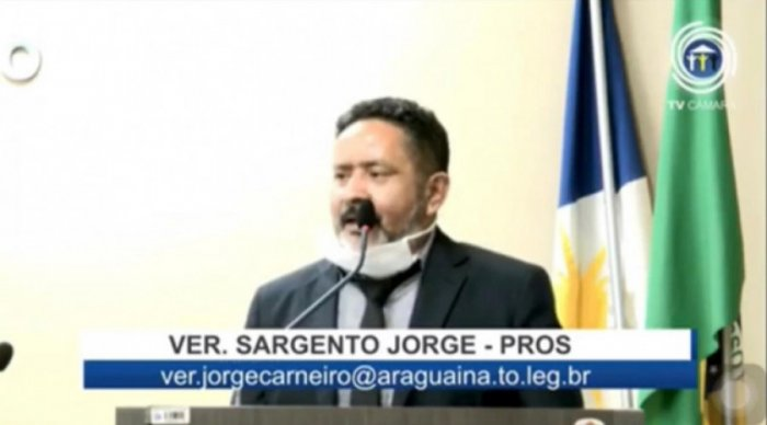 Vereador Sargento Jorge proferiu discurso homofóbico na Tribuna da Câmara de Araguaína. Momento também foi transmitido ao vivo nas redes sociais - Foto: Reprodução/Youtube