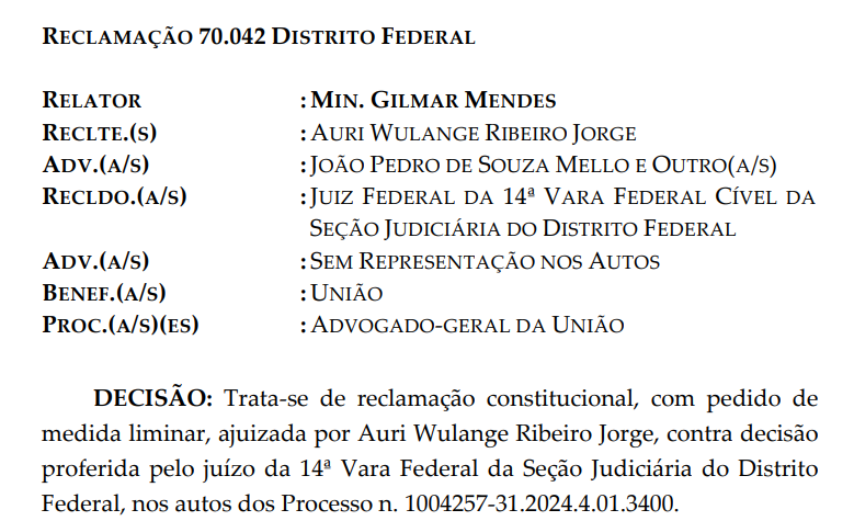 Reclamação Constitucional ajuizada pelo prefeito de Axixá do Tocantins no STF